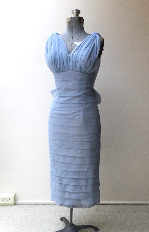 pale blue pleated chiffon